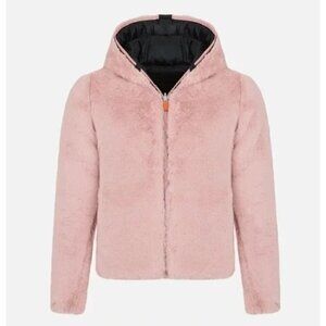 NWT Save The Duck Girls' Size 12 Chloe Reversible Quilted & Faux Fur Jacket Pink